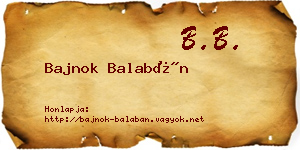Bajnok Balabán névjegykártya